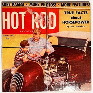 Hot Rod Magazine Cover as Drink Coasters True facts about horsepower March 1953